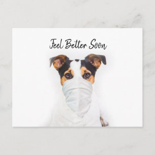 Jack Russell in Bandana Maske wird gut Postkarte