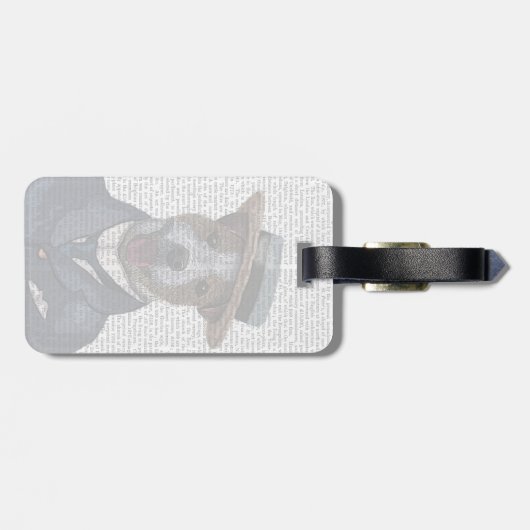 Jack Russell in Boater 2 Gepäckanhänger (Rückseite horizontal)