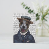 Jack Russell in Boater 2 Postkarte (Stehend Vorderseite)
