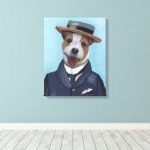 Jack Russell in Boater Leinwanddruck (Insitu (Holzboden))