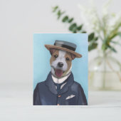 Jack Russell in Boater Postkarte (Stehend Vorderseite)