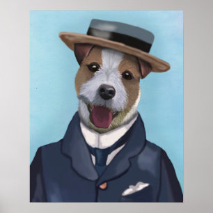 Jack Russell in der Kreissäge Poster