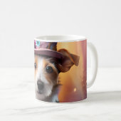 Jack Russell in farbenfrohen Kostümen Kaffeetasse (VorderseiteRechts)