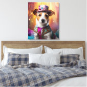 Jack Russell in farbenfrohen Kostümen Leinwanddruck (Insitu (Schlafzimmer))