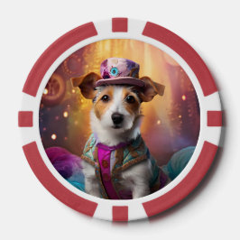 Jack Russell in farbenfrohen Kostümen Pokerchips