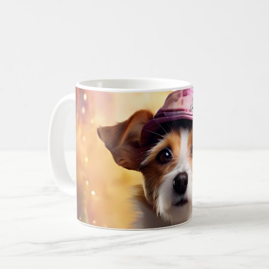 Jack Russell in lebendiger Kostüm Kaffeetasse (Vorderseite Links)