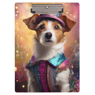 Jack Russell in lebendiger Kostüm Klemmbrett