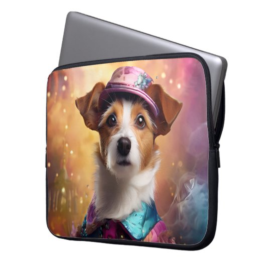 Jack Russell in lebendiger Kostüm Laptopschutzhülle (Vorderseite Links)