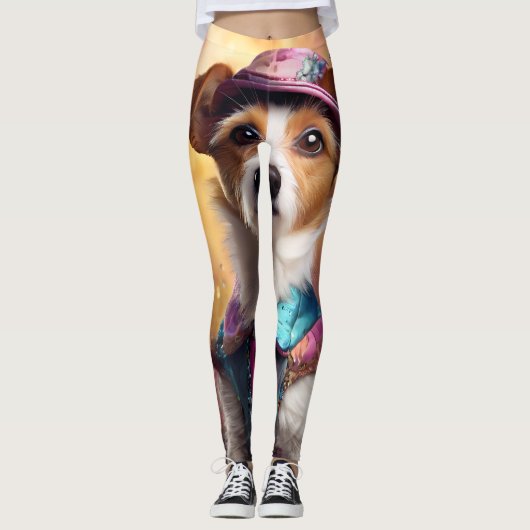 Jack Russell in lebendiger Kostüm Leggings (Vorderseite)