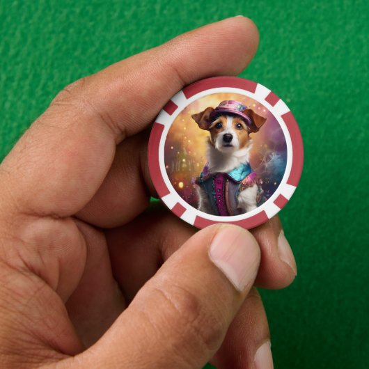 Jack Russell in lebendiger Kostüm Pokerchips (Hand)