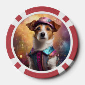 Jack Russell in lebendiger Kostüm Pokerchips (Rückseite)
