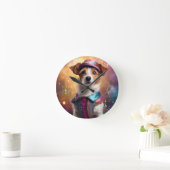 Jack Russell in lebendiger Kostüm Runde Wanduhr (Zuhause)