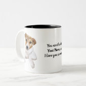 Jack Russell L I Liebe Sie personalisieren, Zweifarbige Tasse (Vorderseite Links)