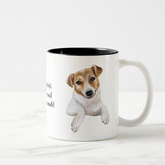 Jack Russell L I Liebe Sie personalisieren, Zweifarbige Tasse (Rechts)