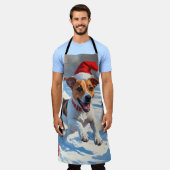 Jack Russell läuft in Snow mit Weihnachtsmütze Schürze (Getragen)