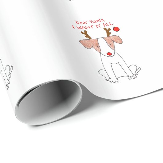 Jack Russell liebe Sankt…. Geschenkpapier (Rolleneckpunkt)