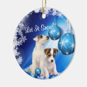Jack Russell ließ es schneien Keramikornament (Links)