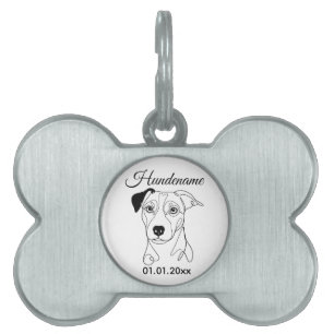 Jack Russell Minimalist Line Art Personalized Tag Tiermarke