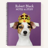 Jack Russell mit einem KronenNotebook Notizblock (Vorderseite)