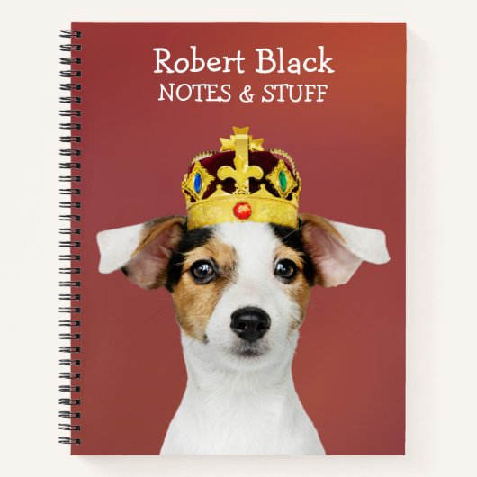 Jack Russell mit einem KronenNotebook Notizblock (Vorderseite)