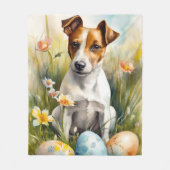 Jack Russell mit Ostereiern Fleecedecke (Vorderseite)