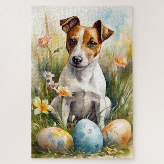 Jack Russell mit Ostereiern Puzzle (Vertikal)
