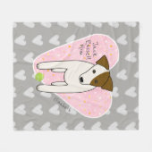 Jack Russell mit Tennisball-Herz-Hund Mutter grau  Fleecedecke (Vorderseite (Horizontal))