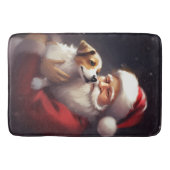 Jack Russell mit Weihnachtsmann Weihnachten Badematte (Vorderseite)