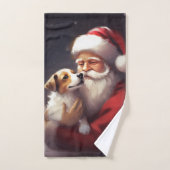 Jack Russell mit Weihnachtsmann Weihnachten Badhandtuch Set (Handtuch)