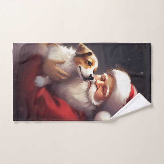 Jack Russell mit Weihnachtsmann Weihnachten Badhandtuch Set (Handtuch)