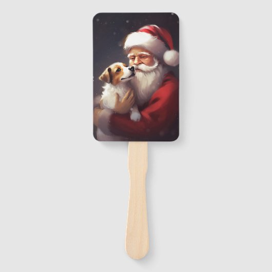 Jack Russell mit Weihnachtsmann Weihnachten Fächer (Vorderseite)