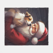 Jack Russell mit Weihnachtsmann Weihnachten Fleecedecke (Vorderseite (Horizontal))