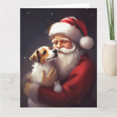 Jack Russell mit Weihnachtsmann Weihnachten Karte (Vorderseite)