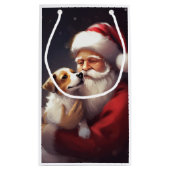 Jack Russell mit Weihnachtsmann Weihnachten Kleine Geschenktüte (Rückseite)