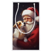Jack Russell mit Weihnachtsmann Weihnachten Kleine Geschenktüte (Vorderseite)