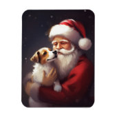 Jack Russell mit Weihnachtsmann Weihnachten Magnet (Vertikal)