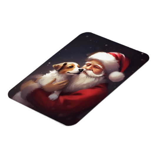 Jack Russell mit Weihnachtsmann Weihnachten Magnet (Linke Seite)