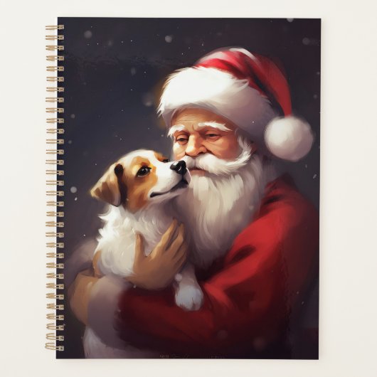 Jack Russell mit Weihnachtsmann Weihnachten Planer (Vorderseite)