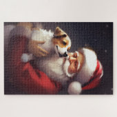 Jack Russell mit Weihnachtsmann Weihnachten Puzzle (Horizontal)