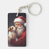 Jack Russell mit Weihnachtsmann Weihnachten Schlüsselanhänger (Rückseite)
