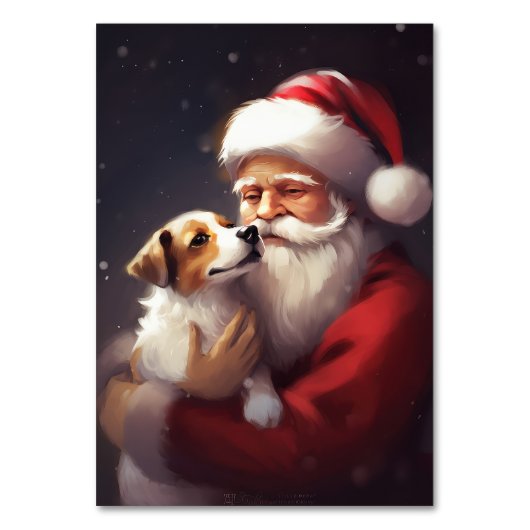 Jack Russell mit Weihnachtsmann Weihnachten Tischnummer (Rückseite)