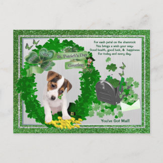 Jack Russell New Pup 1 St Patty's Sie haben Mail G Postkarte