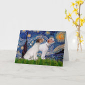 Jack Russell Pair 4 - Starry Night Karte (Gelbe Blume)