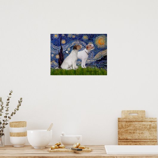 Jack Russell Pair 4 - Starry Night Poster (Küche)