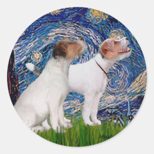 Jack Russell Pair 4 - Starry Night Runder Aufkleber