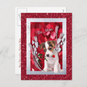 Jack Russell Puppy Be Mine Valentine Postkarte (Vorne/Hinten)