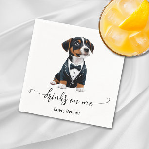 Jack Russell Puppy Drinks auf meiner Hochzeit Serviette