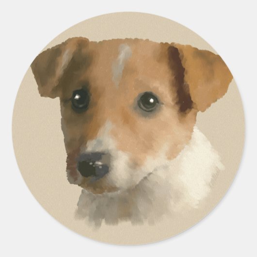 Jack Russell Puppy Runder Aufkleber (Vorderseite)