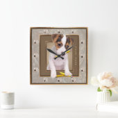 Jack Russell Puppy Verziert Gold Wall Clock Quadratische Wanduhr (Zuhause)