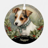 Jack Russell Puppy's First Christmas Ornament (Vorderseite)
